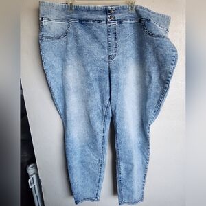 Terra & Sky Light Blue Acid Wash High-Rise Skinny Jeans/Jeggings